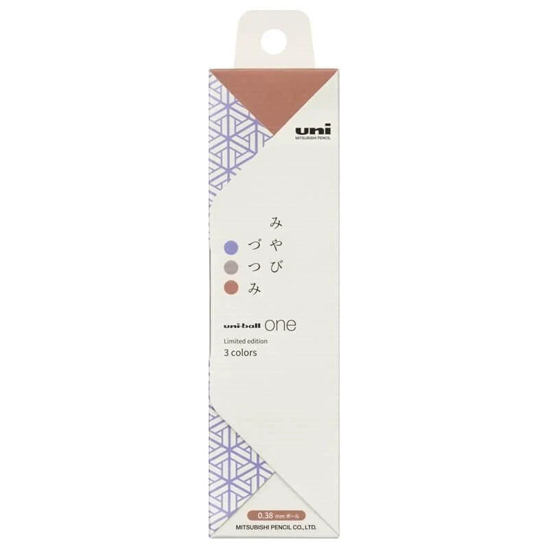 Uni-ball One 0.38mm Limited Japanese Taste Color - Miyabi Tsutsumi 3 Color Set - Techo Treats