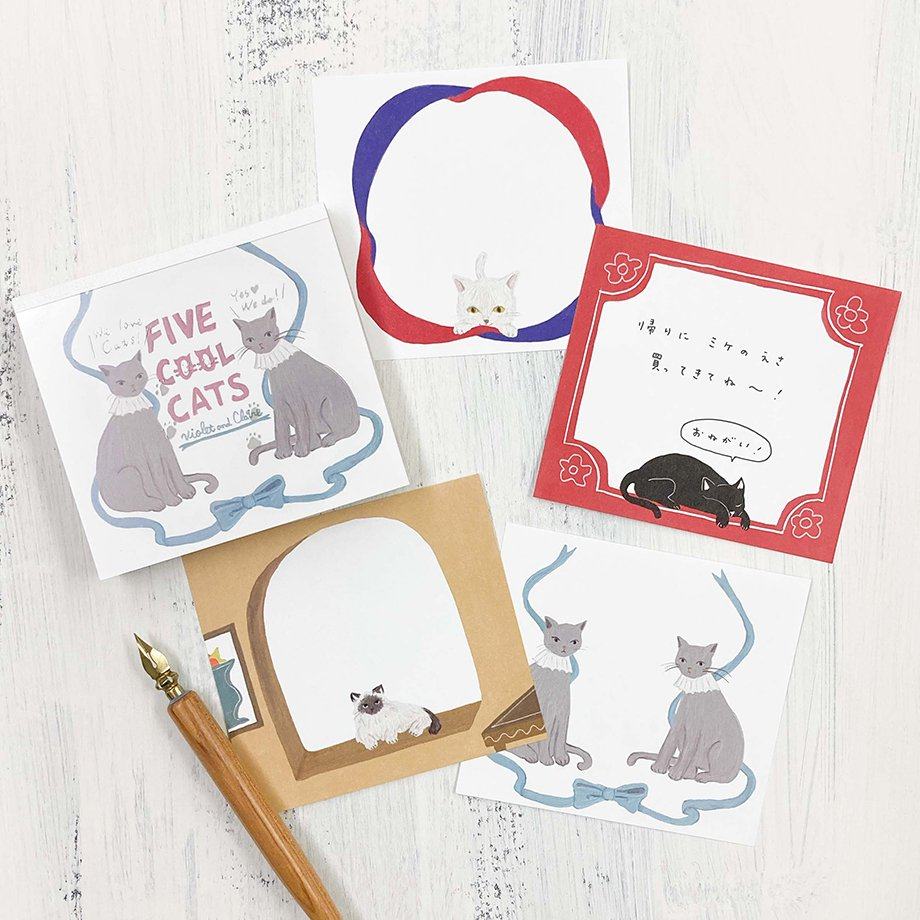 Violet &amp; Claire Block Memo - FIVE COOL CATS - cozyca products - Default Title by Techo Treats Stationery