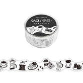 White and Black Die-cut Masking Tape - Coffee - Techo Treats