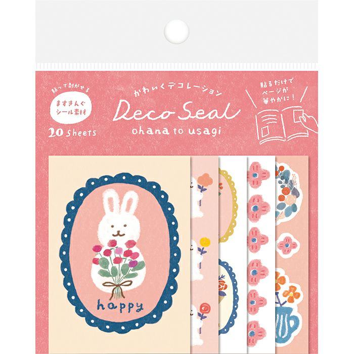 Winter Limited Deco Seal - Flowers and Rabbits - Furukawa Shiko - Default Title by Techo Treats Stationery