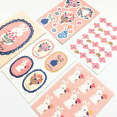 Winter Limited Deco Seal - Flowers and Rabbits - Furukawa Shiko - Default Title by Techo Treats Stationery
