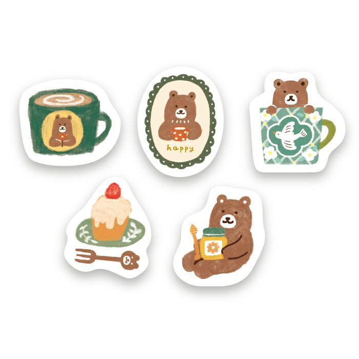 Winter Limited Flake Seal - Cup and Bear - Furukawa Shiko - Default Title by Techo Treats Stationery