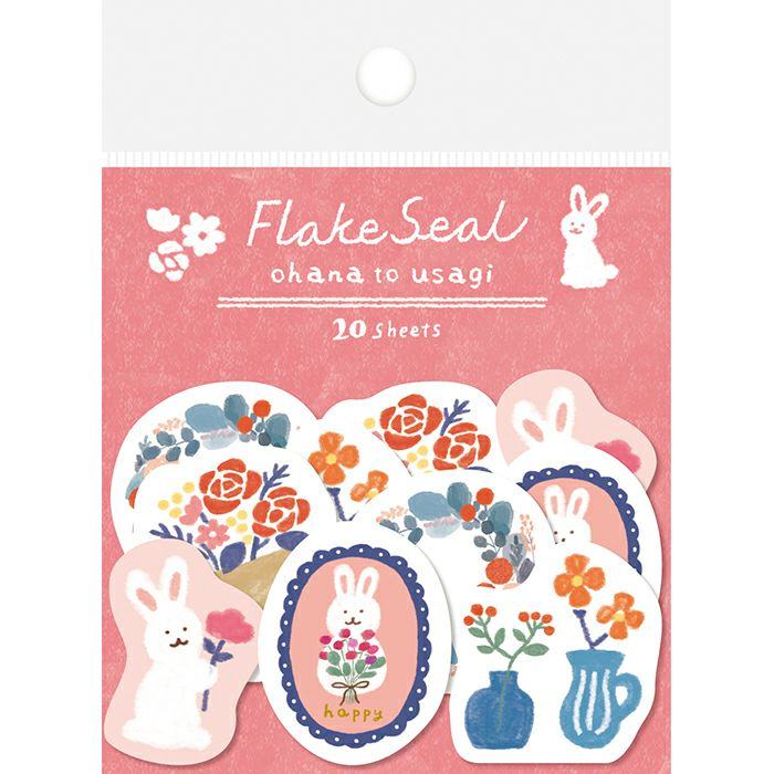 Winter Limited Flake Seal - Flowers and Rabbits - Furukawa Shiko - Default Title by Techo Treats Stationery