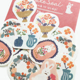 Winter Limited Flake Seal - Flowers and Rabbits - Furukawa Shiko - Default Title by Techo Treats Stationery