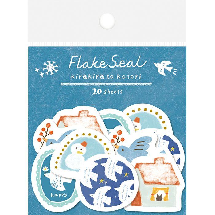Winter Limited Flake Seal - Kirakira and Bird - Furukawa Shiko - Default Title by Techo Treats Stationery