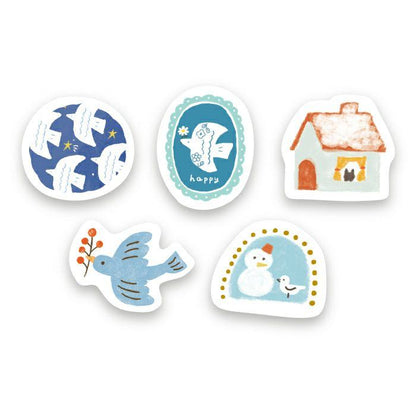 Winter Limited Flake Seal - Kirakira and Bird - Furukawa Shiko - Default Title by Techo Treats Stationery