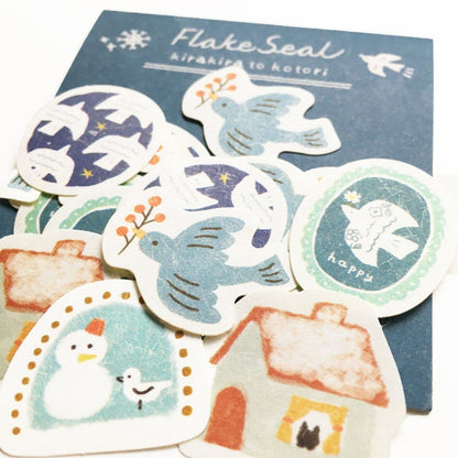 Winter Limited Flake Seal - Kirakira and Bird - Furukawa Shiko - Default Title by Techo Treats Stationery