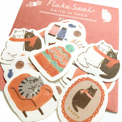 Winter Limited Flake Seal - Wool and Cat - Furukawa Shiko - Default Title by Techo Treats Stationery