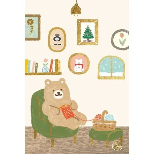 Winter Limited Foil-stamped Postcard - Bear - Furukawa Shiko - Default Title by Techo Treats Stationery