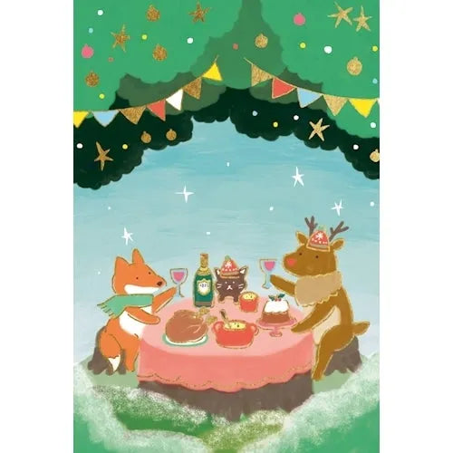 Winter Limited Foil-stamped Postcard - Forest Party - Techo Treats