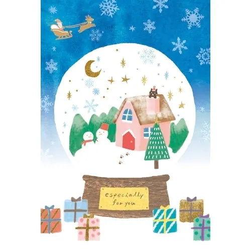 Winter Limited Foil-stamped Postcard - Snow Globe - Techo Treats