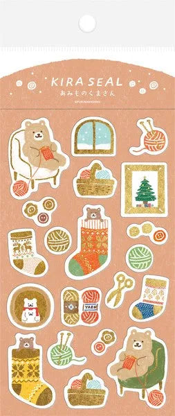 Winter Limited Foil-stamped Sticker Sheet - Bear - Techo Treats