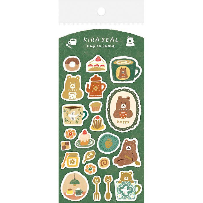 Winter Limited Kira Seal (Foil-stamped) - Cup and Bear - Furukawa Shiko - Default Title by Techo Treats Stationery