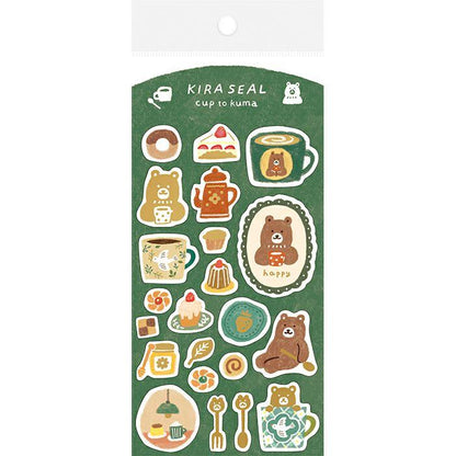 Winter Limited Kira Seal (Foil-stamped) - Cup and Bear - Furukawa Shiko - Default Title by Techo Treats Stationery