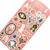Winter Limited Kira Seal (Foil-stamped) - Flowers and Rabbits - Furukawa Shiko - Default Title by Techo Treats Stationery