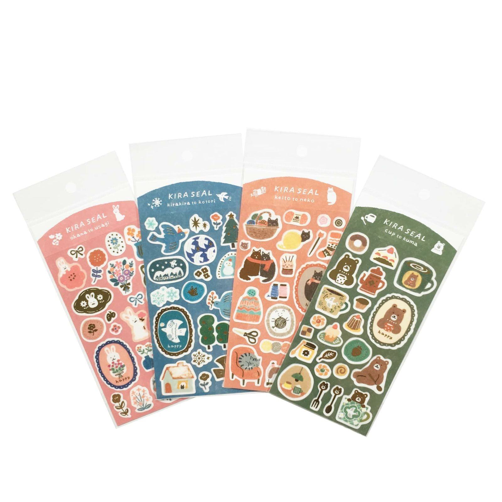 Winter Limited Kira Seal (Foil-stamped) - Flowers and Rabbits - Furukawa Shiko - Default Title by Techo Treats Stationery