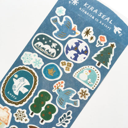 Winter Limited Kira Seal (Foil-stamped) - Kirakira and Bird - Furukawa Shiko - Default Title by Techo Treats Stationery