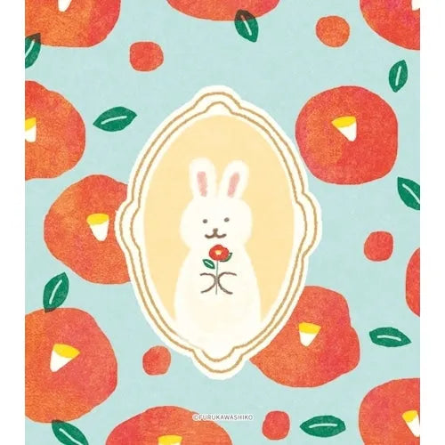 Winter Limited Memo Pad - Retro Tsubaki Rabbit - Techo Treats