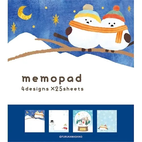 Winter Limited Memo Pad - Shimaenaga Long-tailed Tit - Techo Treats