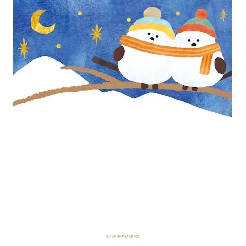 Winter Limited Memo Pad - Shimaenaga Long-tailed Tit - Techo Treats