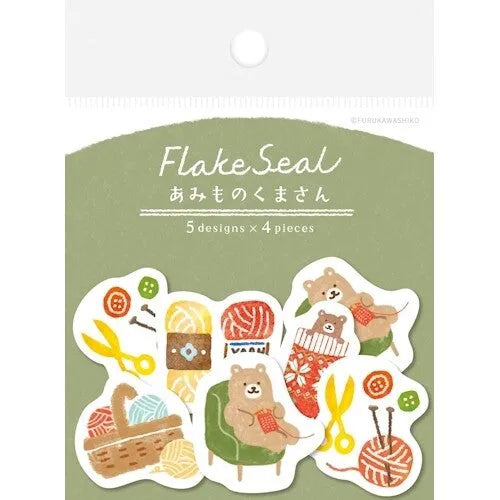 Winter Limited Washi Flake Seal - Bear - Furukawa Shiko - Default Title by Techo Treats Stationery