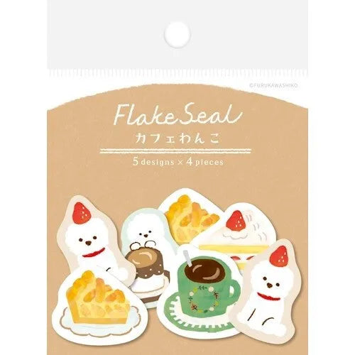 Winter Limited Washi Flake Seal - Cafe Dog - Techo Treats