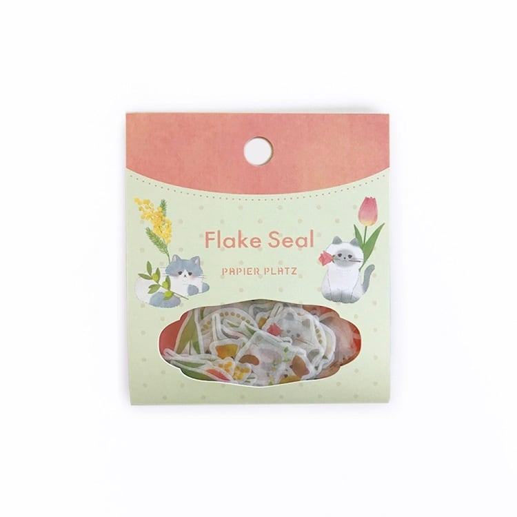 Yoko Flake Stickers - Flower Cat - Techo Treats