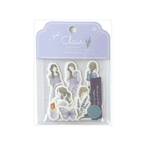Z&amp;K Clair Seal Girl Flake Stickers - Lavender - Default Title by Techo Treats Stationery