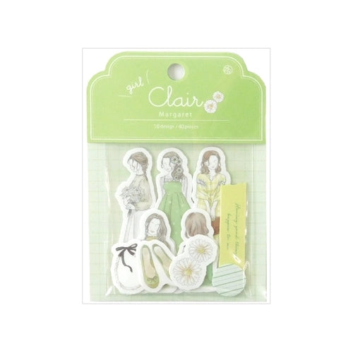 Z&amp;K Clair Seal Girl Flake Stickers - Margaret - Default Title by Techo Treats Stationery