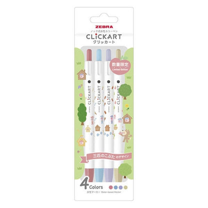 ZEBRA (Limited) Picture Book Series CLiCKART Water-based Marker - 4-color Set B - Default Title by Techo Treats Stationery