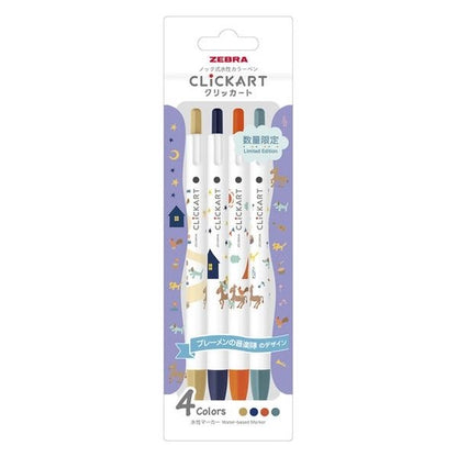 ZEBRA (Limited) Picture Book Series CLiCKART Water-based Marker - 4-color Set C - Default Title by Techo Treats Stationery