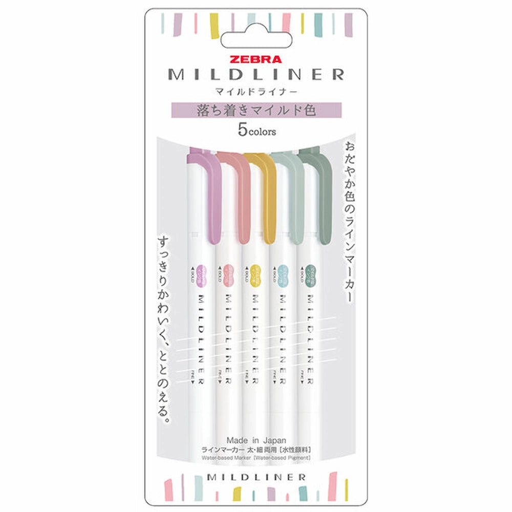 ZEBRA MILDLINER Highlighter - Calm Mild 5-Color Set