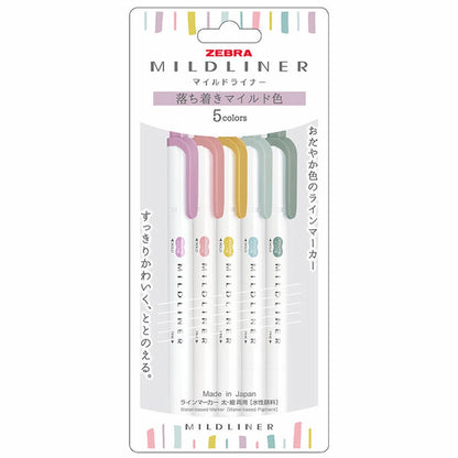 ZEBRA MILDLINER Highlighter - Calm Mild 5-Color Set