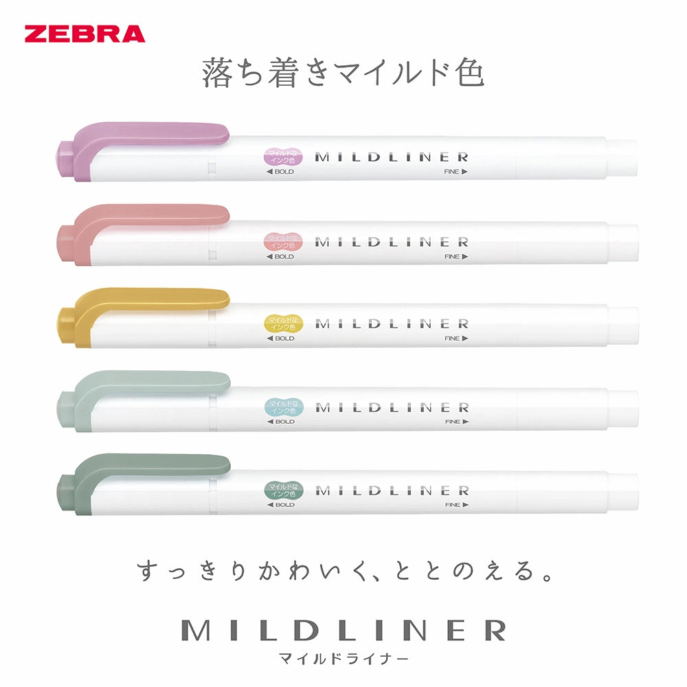 ZEBRA MILDLINER Highlighter - Calm Mild 5-Color Set