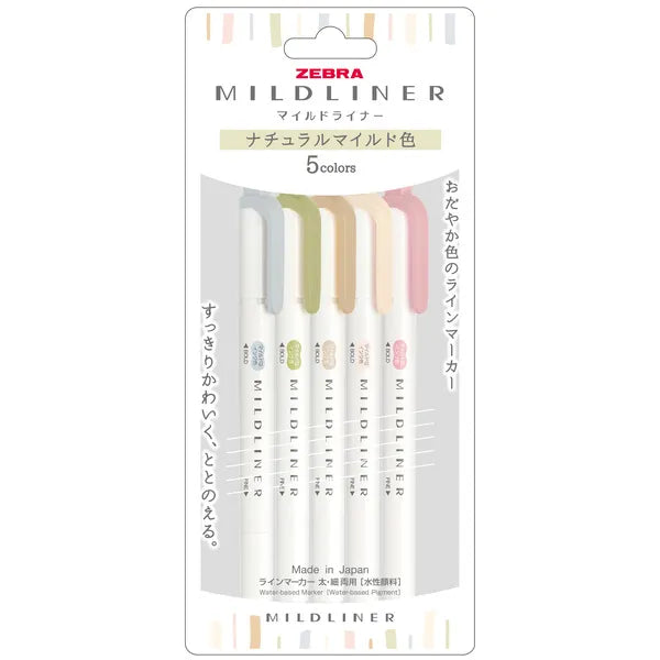 ZEBRA MILDLINER Highlighter - Natural Mild 5-Color Set - Default Title by Techo Treats Stationery