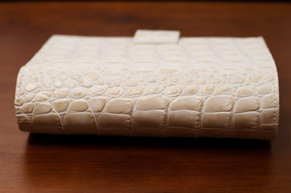 A6 International Crocodile Embossed Leather Planner - Cream White - Techo Treats