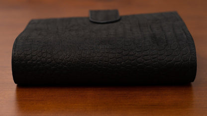 A6 International Crocodile Embossed Suede Leather Planner - Matte Black - Techo Treats