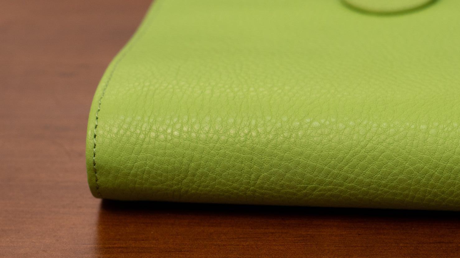 A6 International Lychee Grain Leather Planner - Lime Green - Techo Treats