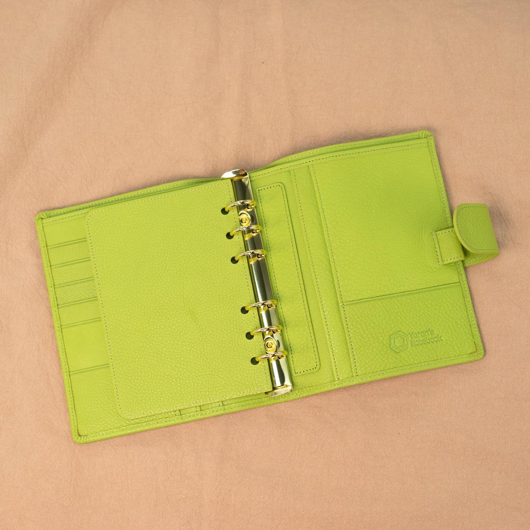 A6 International Lychee Grain Leather Planner - Lime Green - Techo Treats