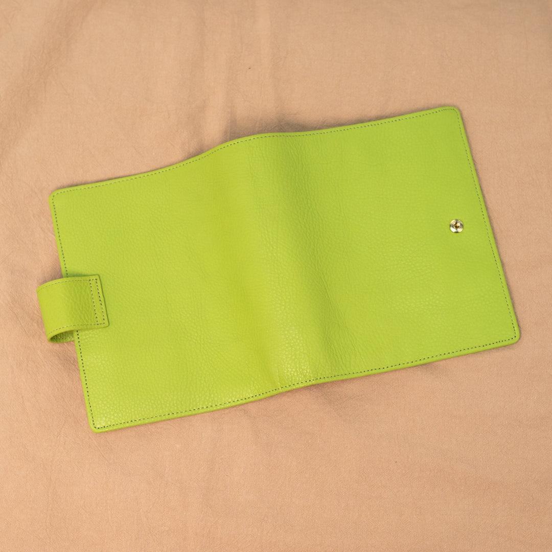 A6 International Lychee Grain Leather Planner - Lime Green - Techo Treats