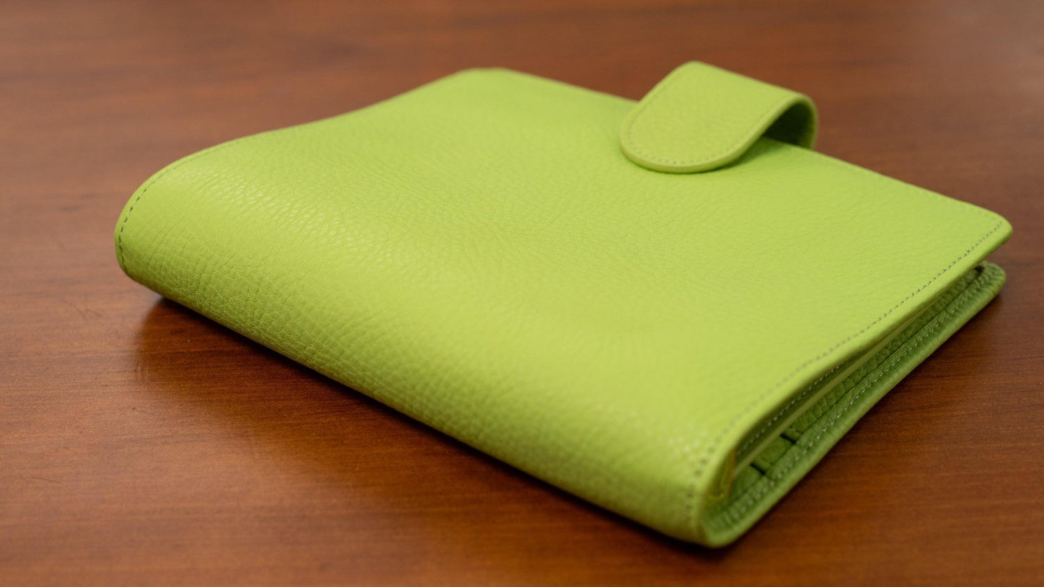 A6 International Lychee Grain Leather Planner - Lime Green - Techo Treats