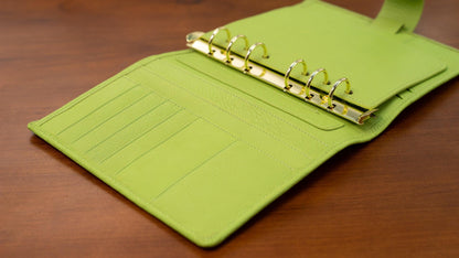 A6 International Lychee Grain Leather Planner - Lime Green - Techo Treats