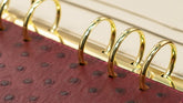 A6 International Ostrich Embossed Leather Planner - Burgundy x Cream White - Techo Treats