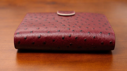 A6 International Ostrich Embossed Leather Planner - Burgundy x Cream White - Techo Treats