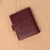 A6 International Ostrich Embossed Leather Planner - Burgundy x Cream White - Techo Treats