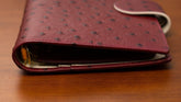 A6 International Ostrich Embossed Leather Planner - Burgundy x Cream White - Techo Treats