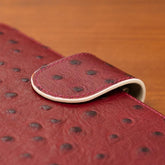 A6 International Ostrich Embossed Leather Planner - Burgundy x Cream White - Techo Treats