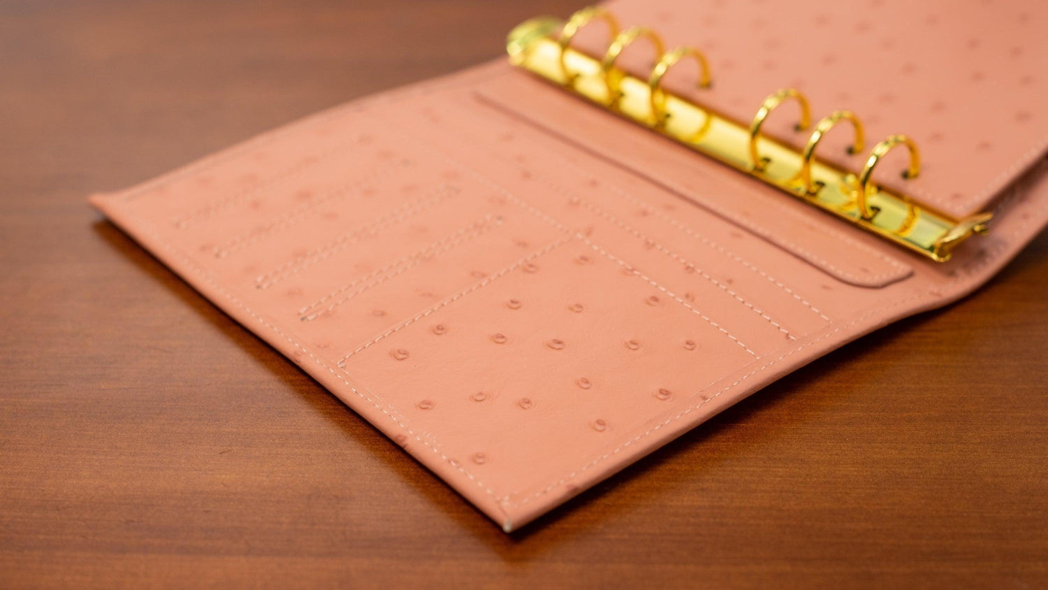 A6 International Ostrich Embossed Leather Planner - Rose Pink - Techo Treats