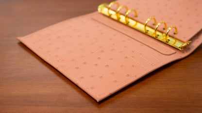 A6 International Ostrich Embossed Leather Planner - Rose Pink - Techo Treats