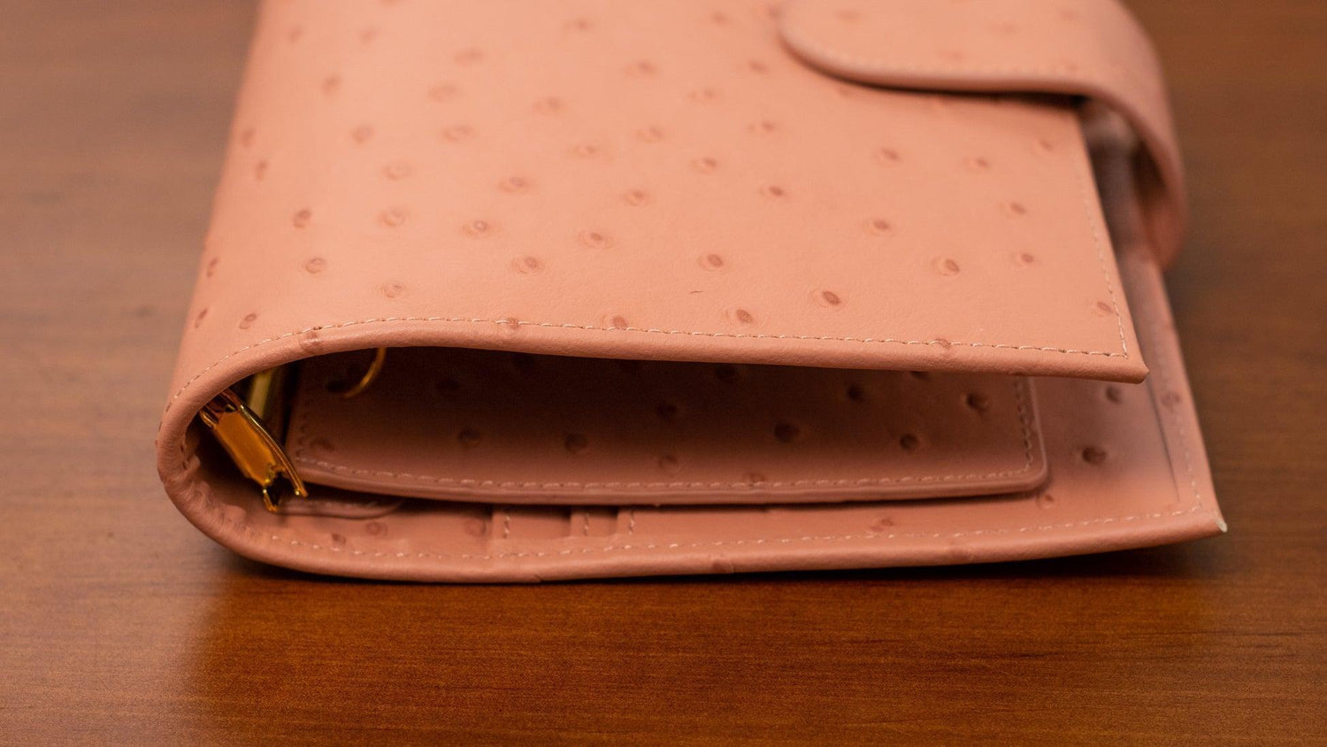 A6 International Ostrich Embossed Leather Planner - Rose Pink - Techo Treats